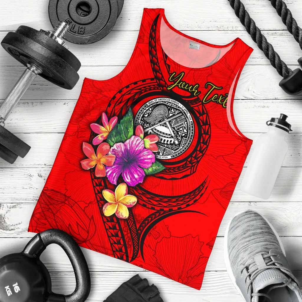 American Samoa Polynesian Custom Personalised Men Tank Top - Floral With Seal Red