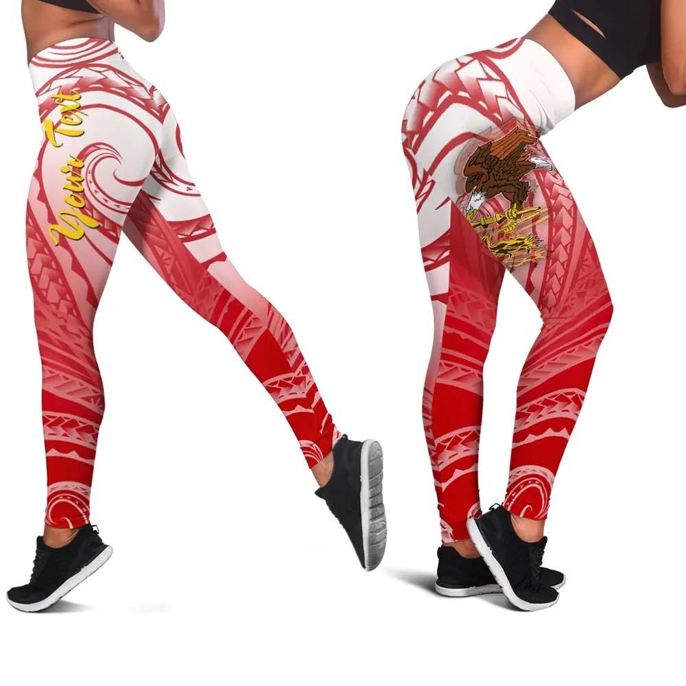 American Samoa Polynesian Custom Personalised Personalized Legging - Bald Eagle (Red)
