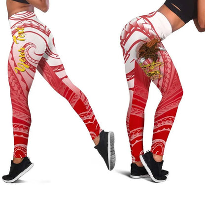 American Samoa Polynesian Custom Personalised Personalized Legging - Bald Eagle (Red)