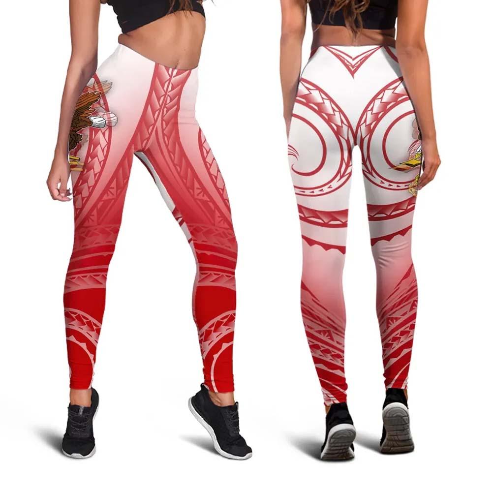 American Samoa Polynesian Custom Personalised Personalized Legging - Bald Eagle (Red)