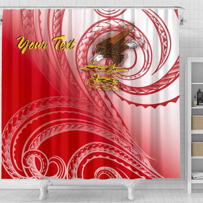 American Samoa Polynesian Custom Personalised Personalized Shower Curtain - Bald Eagle (Red)