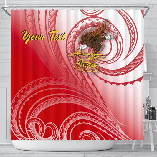 American Samoa Polynesian Custom Personalised Personalized Shower Curtain - Bald Eagle (Red)