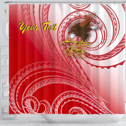 American Samoa Polynesian Custom Personalised Personalized Shower Curtain - Bald Eagle (Red)