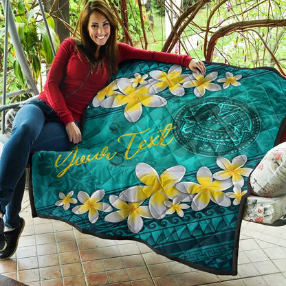 American Samoa Polynesian Custom Personalised Quilt - Plumeria With Blue Ocean