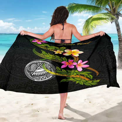 American Samoa Polynesian Custom Personalised Sarong - Plumeria Tribal