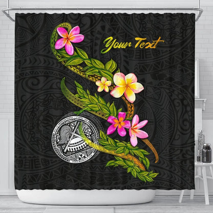 American Samoa Polynesian Custom Personalised Shower Curtain - Plumeria Tribal