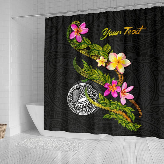 American Samoa Polynesian Custom Personalised Shower Curtain - Plumeria Tribal