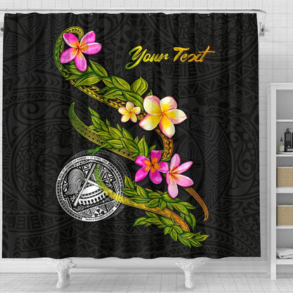 American Samoa Polynesian Custom Personalised Shower Curtain - Plumeria Tribal