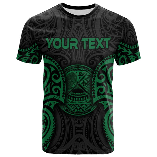 American Samoa Polynesian Custom Personalised T-Shirt - American Samoa Spirit Green