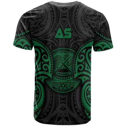 American Samoa Polynesian Custom Personalised T-Shirt - American Samoa Spirit Green