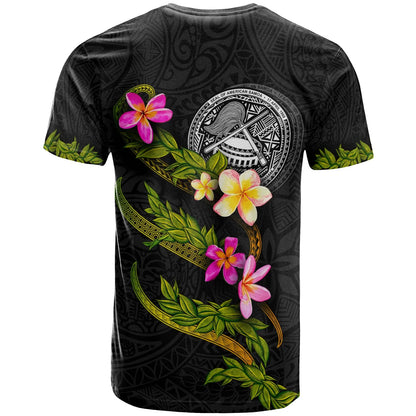 American Samoa Polynesian Custom Personalised T-Shirt - Plumeria Tribal