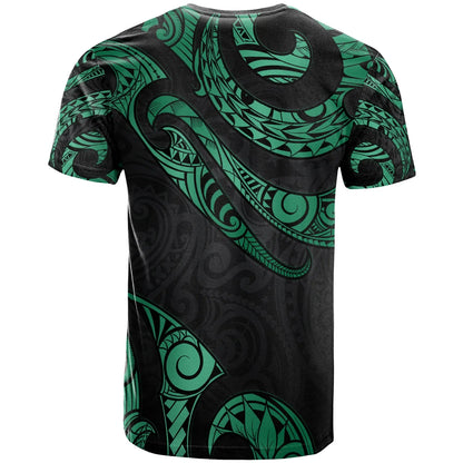 American Samoa Polynesian Custom Personalised T-Shirt - Poly Tattoo Green Version
