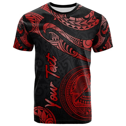American Samoa Polynesian Custom Personalised T-Shirt - Poly Tattoo Red Version