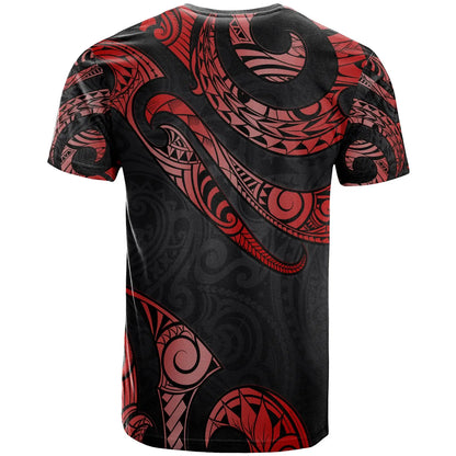American Samoa Polynesian Custom Personalised T-Shirt - Poly Tattoo Red Version