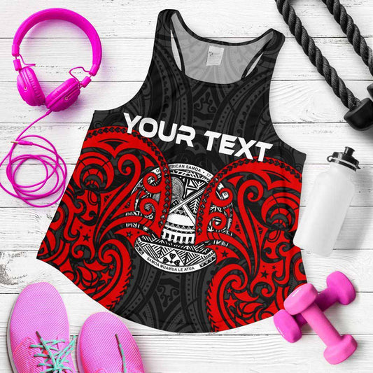 American Samoa Polynesian Custom Personalised Women Racerback Tank - American Samoan Spirit