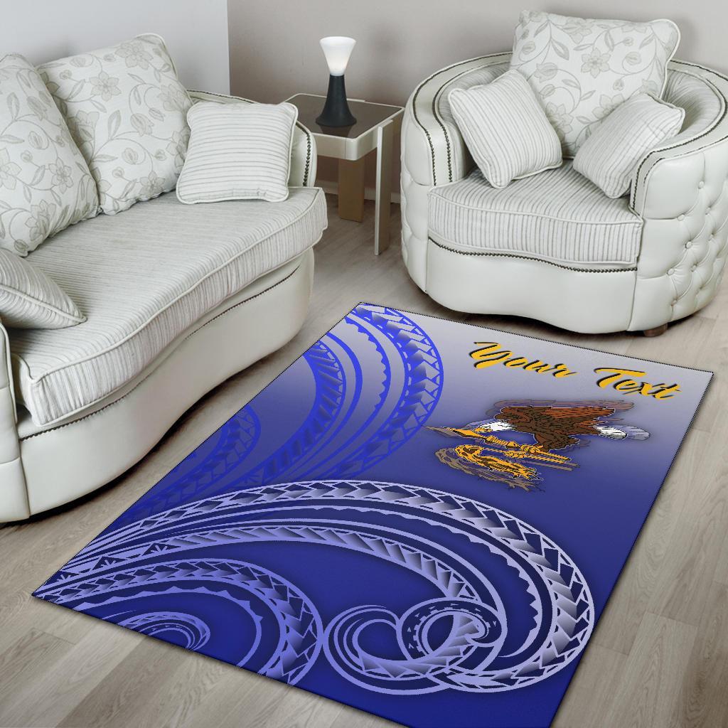 American Samoa Polynesian Custom Personalised Personalized Area Rug - Bald Eagle (Blue)