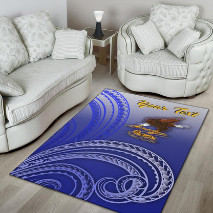 American Samoa Polynesian Custom Personalised Personalized Area Rug - Bald Eagle (Blue)