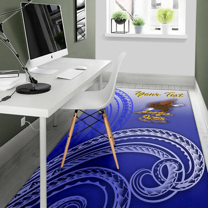 American Samoa Polynesian Custom Personalised Personalized Area Rug - Bald Eagle (Blue)