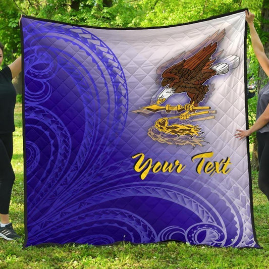 American Samoa Polynesian Custom Personalised Personalized Premium Quilt - Bald Eagle (Blue)
