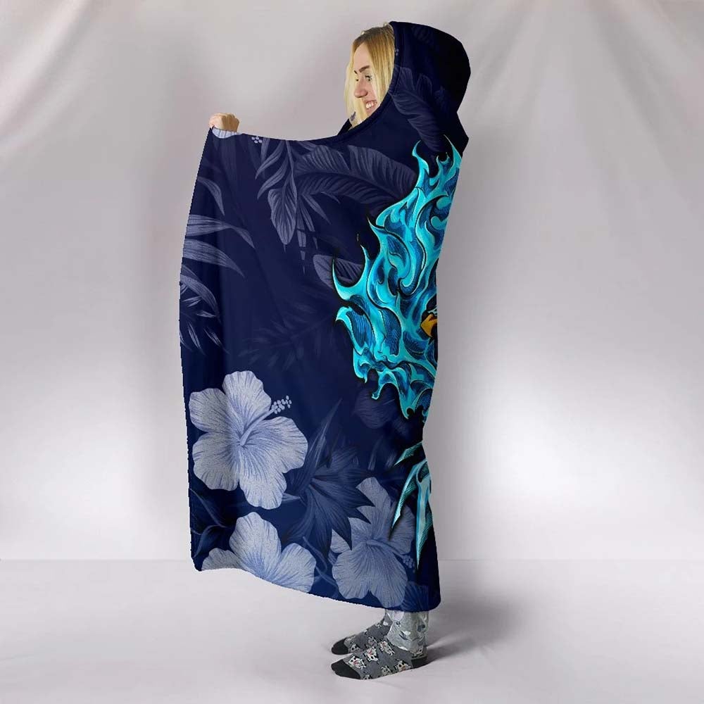 American Samoa Polynesian Hooded Blanket - Blue Polynesian Eagle