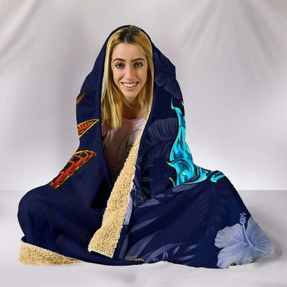 American Samoa Polynesian Hooded Blanket - Blue Polynesian Eagle