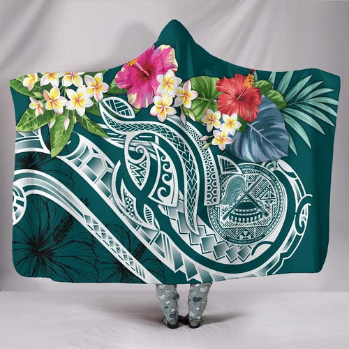 American Samoa Polynesian Hooded Blanket- Summer Plumeria