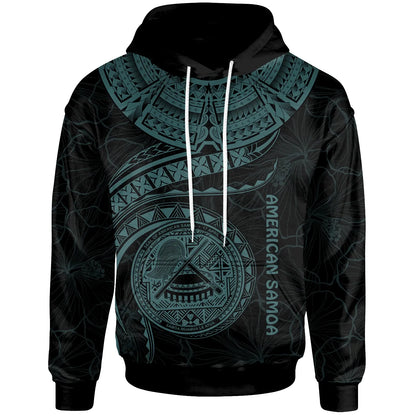 American Samoa Polynesian Hoodie - American Samoan Waves (Turquoise)