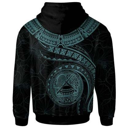 American Samoa Polynesian Hoodie - American Samoan Waves (Turquoise)
