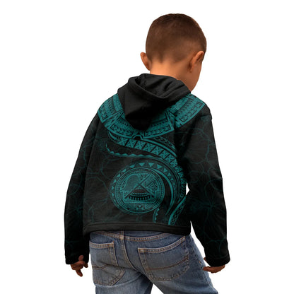 American Samoa Polynesian Hoodie - American Samoan Waves (Turquoise)