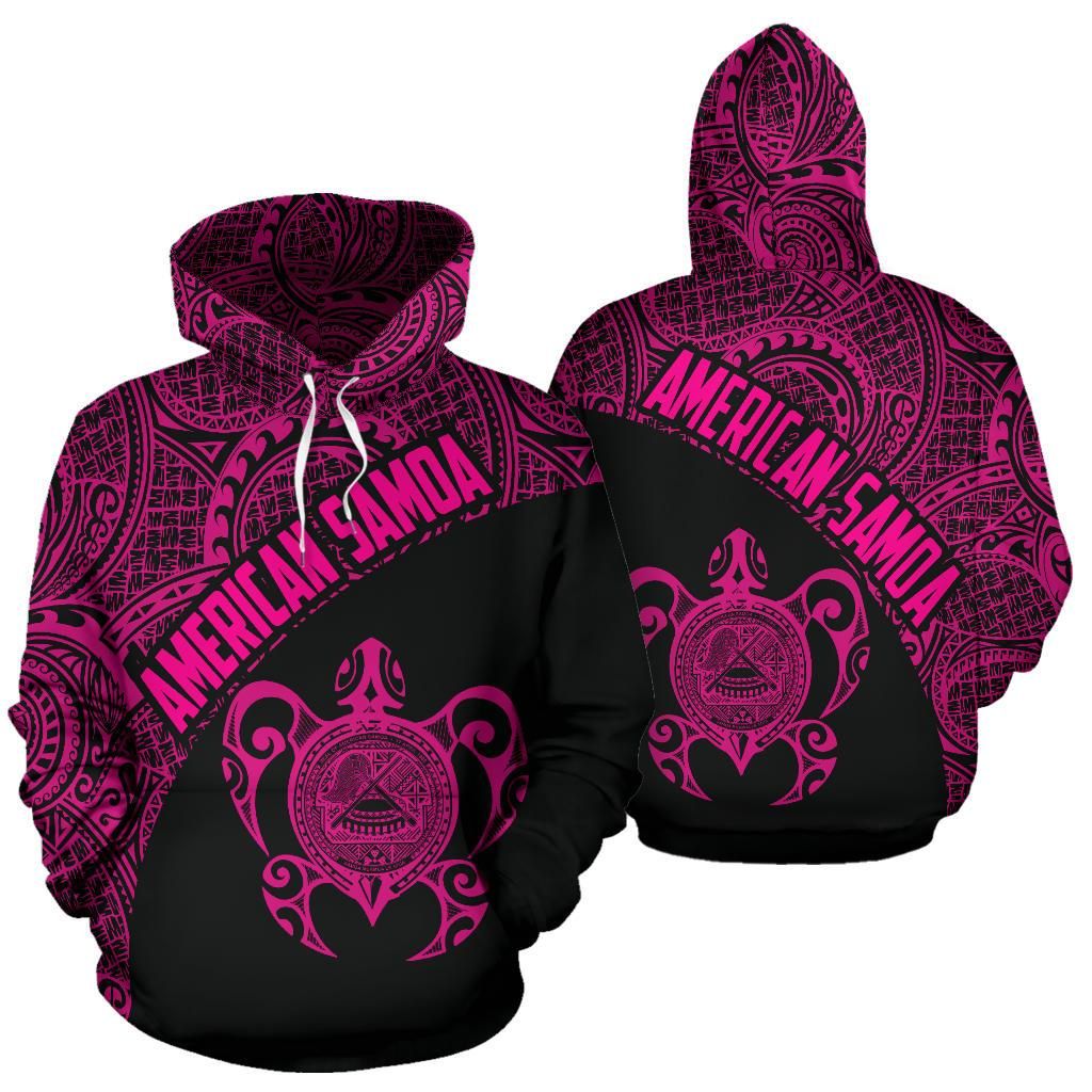 American Samoa Hoodie - American Samoa Seal In Turtle Polynesian Tattoo Pink