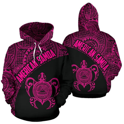 American Samoa Hoodie - American Samoa Seal In Turtle Polynesian Tattoo Pink