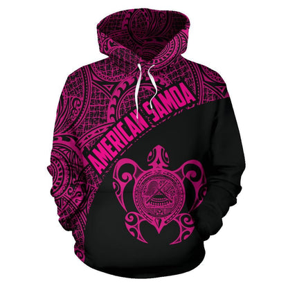 American Samoa Hoodie - American Samoa Seal In Turtle Polynesian Tattoo Pink