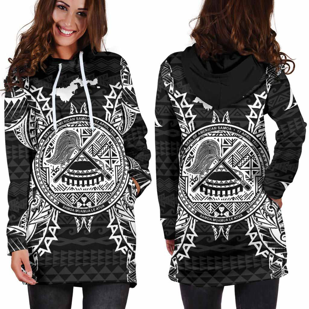 American Samoa Polynesian Hoodie Dress Map Black