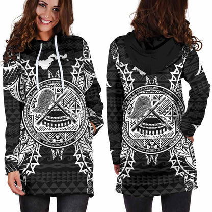 American Samoa Polynesian Hoodie Dress Map Black