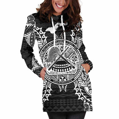 American Samoa Polynesian Hoodie Dress Map Black