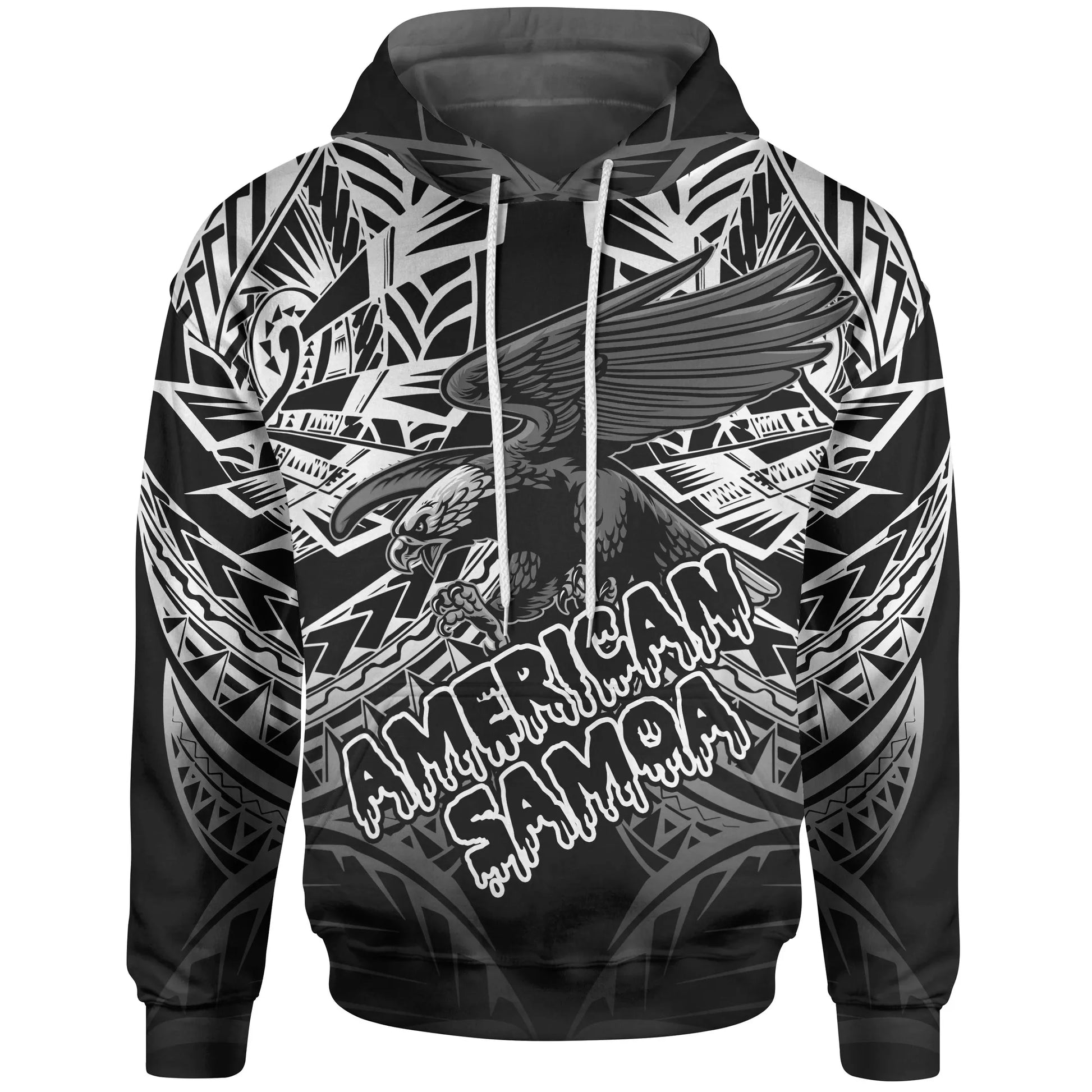 American Samoa Polynesian Hoodie - Eagle Tribal Pattern