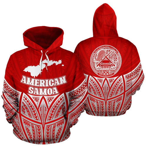 American Samoa Polynesian Hoodie Red Pride Map nd Seal