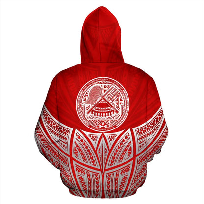 American Samoa Polynesian Hoodie Red Pride Map nd Seal