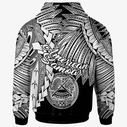 American Samoa Polynesian Hoodie - Tribal Wave Tattoo White