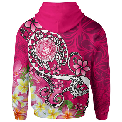American Samoa Polynesian Hoodie - Turtle Plumeria (Pink)