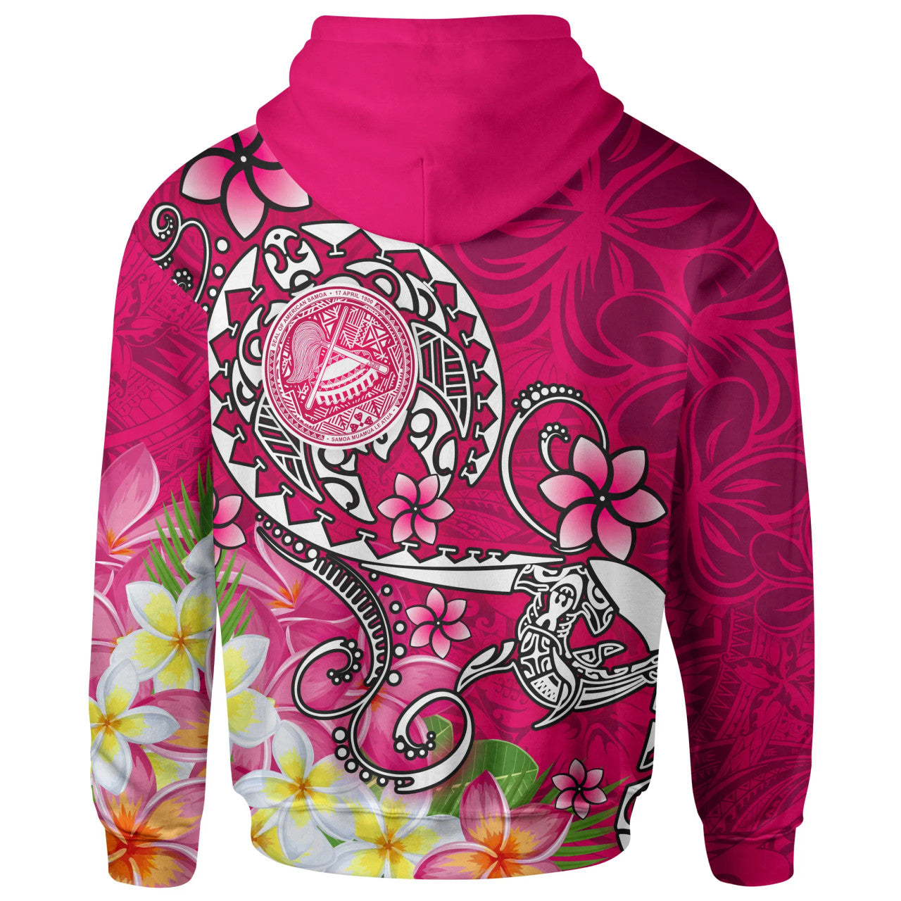 American Samoa Polynesian Kid Hoodie - Turtle Plumeria (Pink)