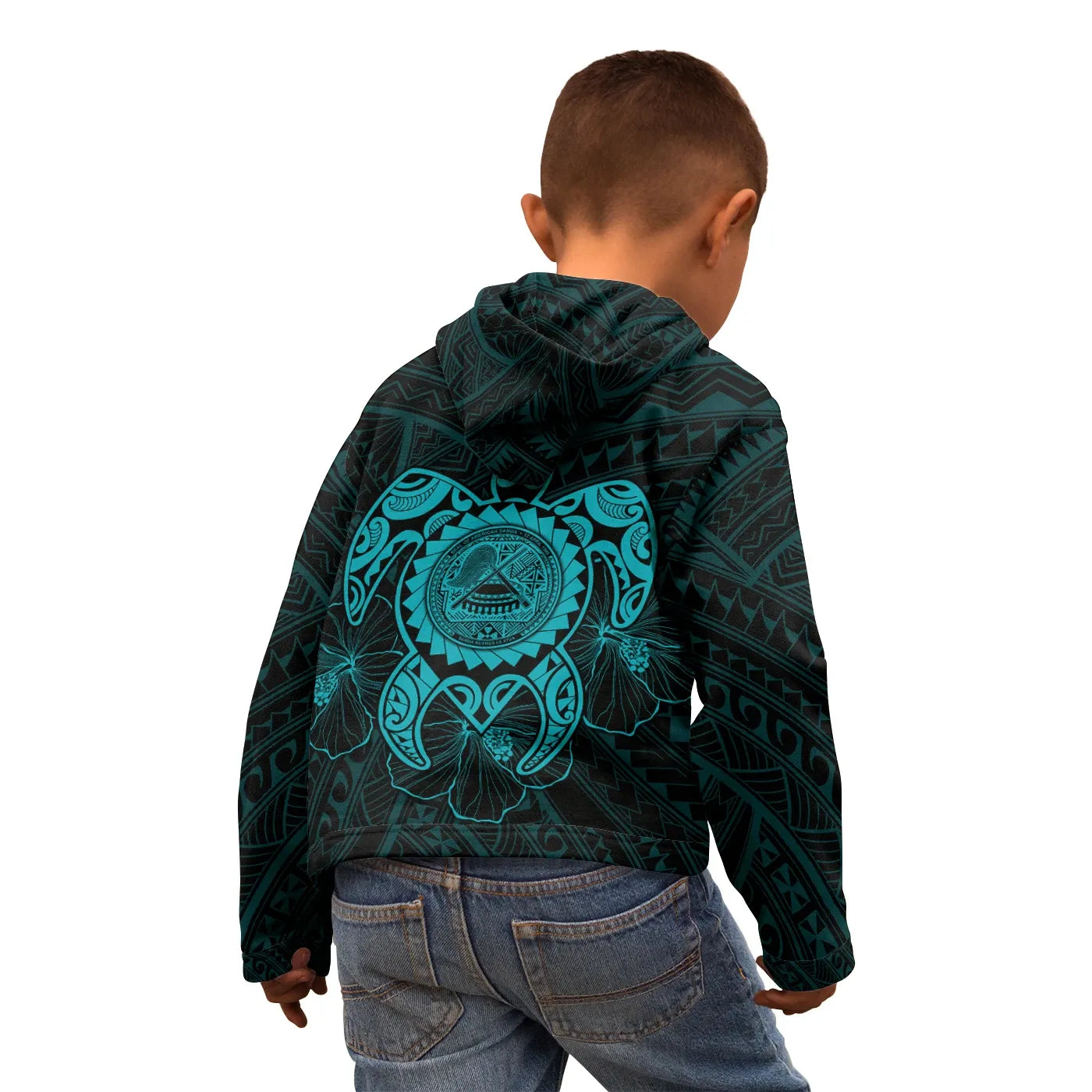 American Samoa Polynesian Hoodie - Vintage Polynesian Turtle (Turquoise)