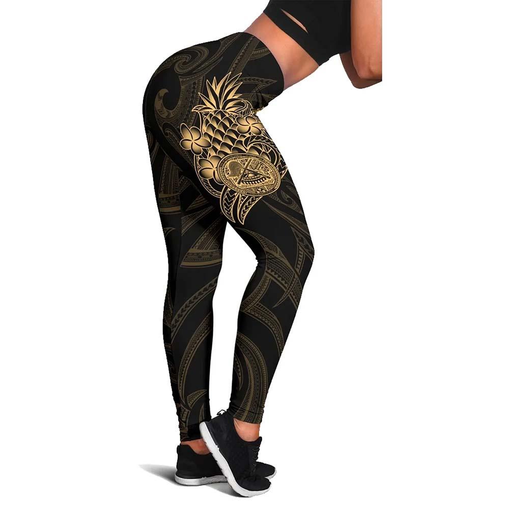 American Samoa Polynesian Legging - Gold Pineapple