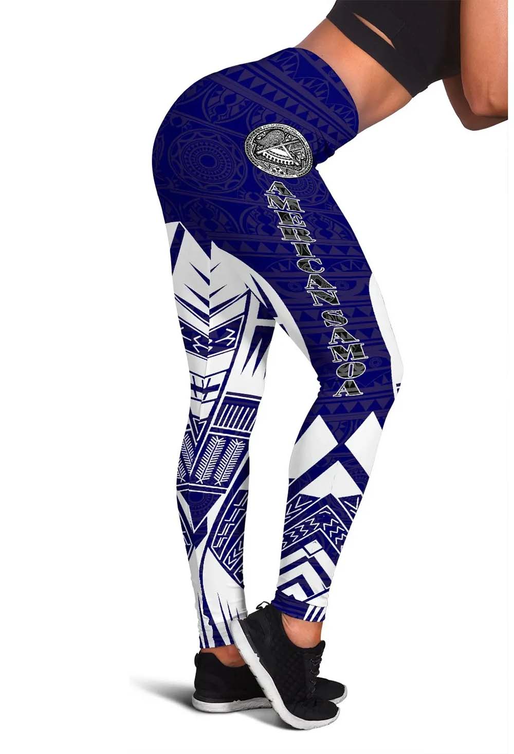 American Samoa Polynesian Legging - Polynesian Tattoo Flag Version