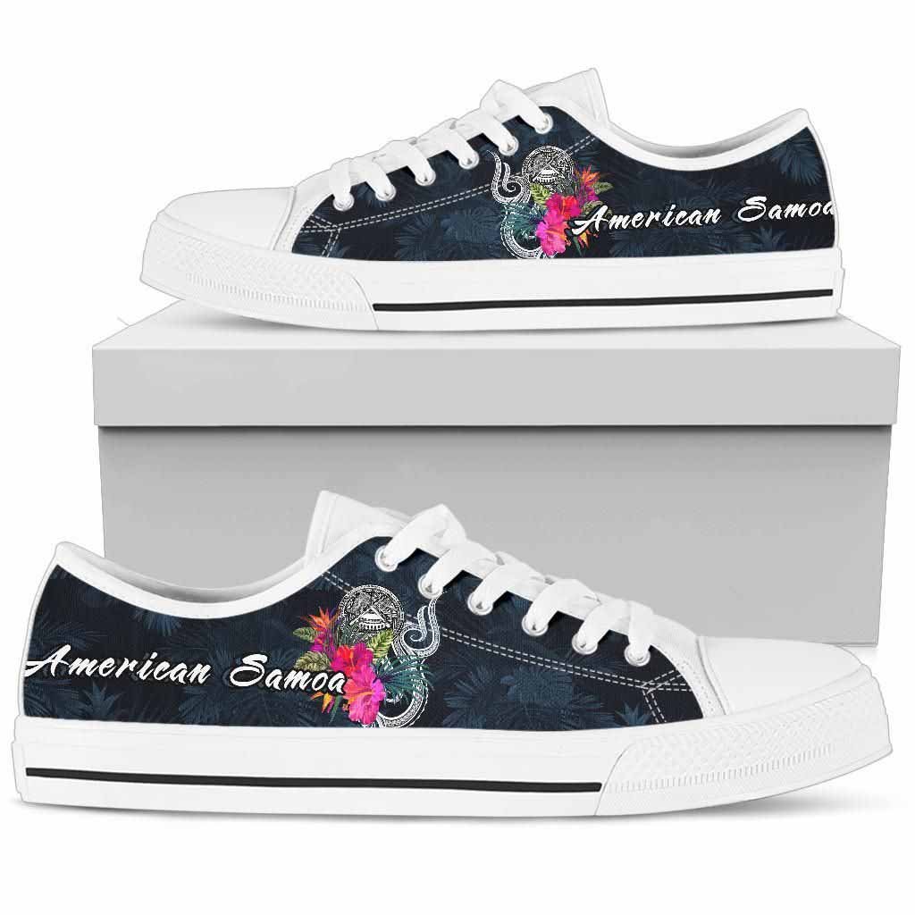 American Samoa Polynesian Low Top Shoes - Tropical Flower