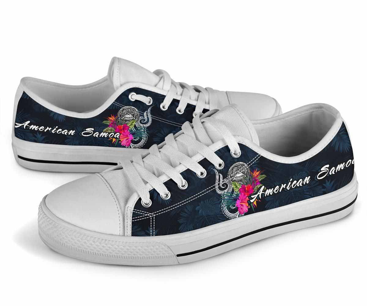American Samoa Polynesian Low Top Shoes - Tropical Flower