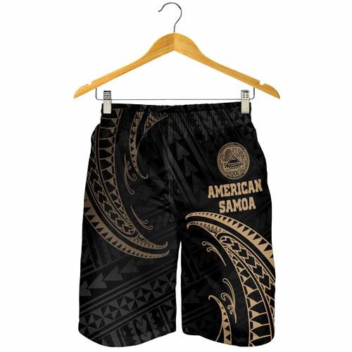 American Samoa Polynesian Men Short - Gold Tribal Wave