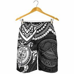 American Samoa Polynesian Men Shorts - Black Turtle