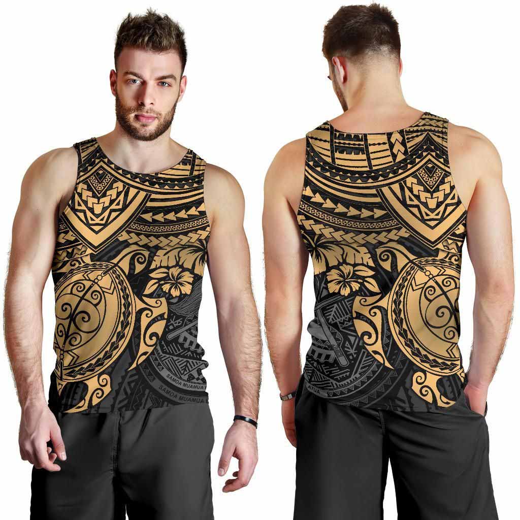 American Samoa Polynesian Men Tank - Gold Turtle