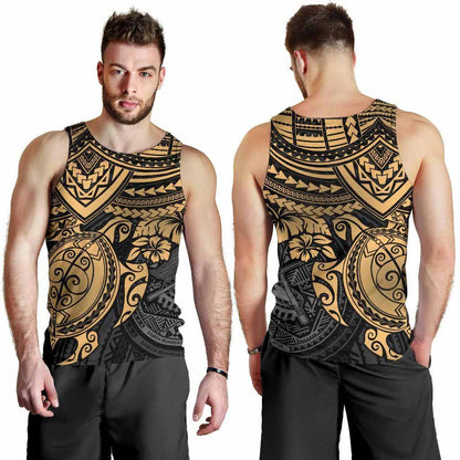American Samoa Polynesian Men Tank - Gold Turtle